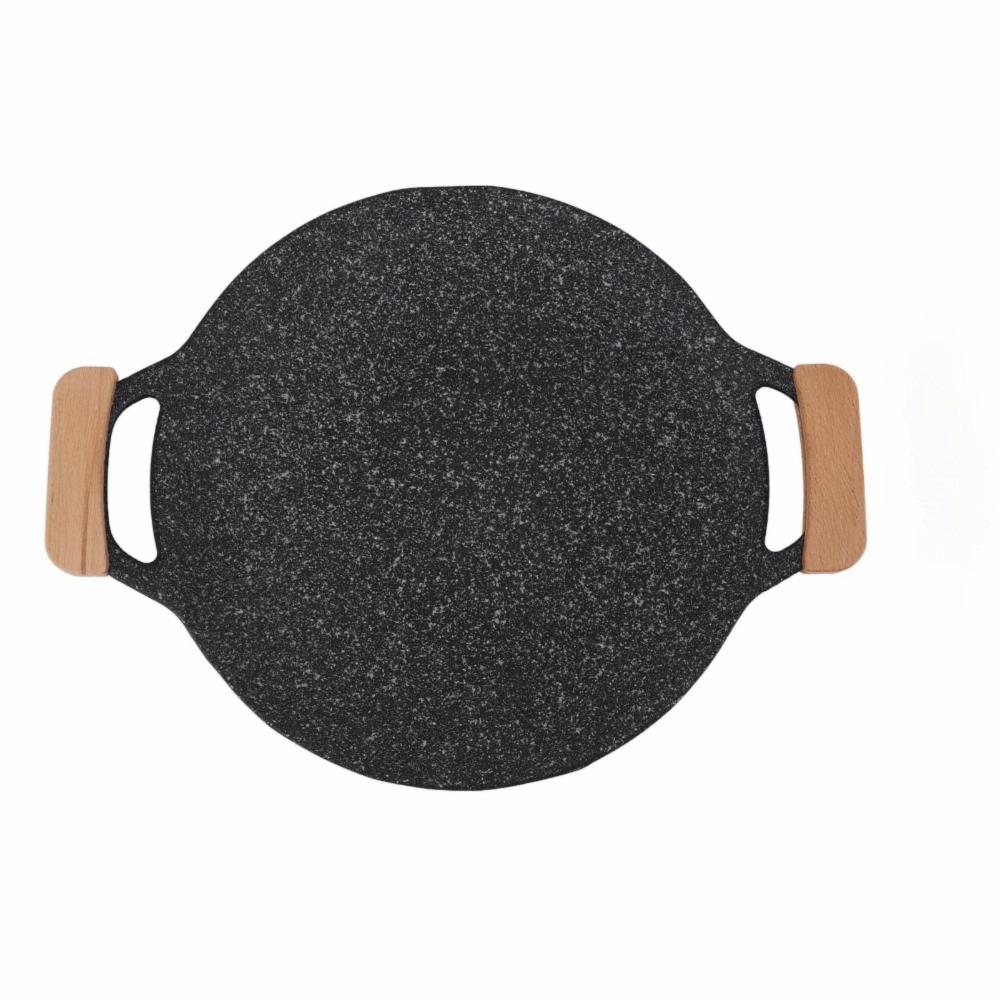 Stone Coating Round Grill Pan Iron BBQ Griddle Heat Resistant Korean Grill Pan  Home Cooking