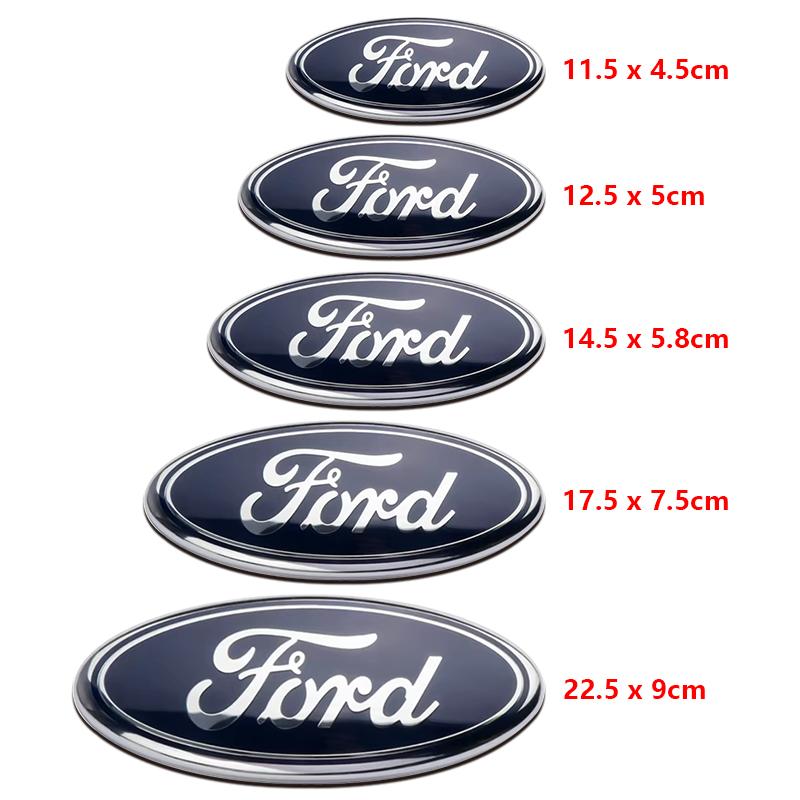 HFVS5 Ford Metal All Sizes Logo For Focus Edge Mondeo Ecosport Fusion Fiesta Rear Trunk Emblem Metal Cover Sticker Badge Classic Blue