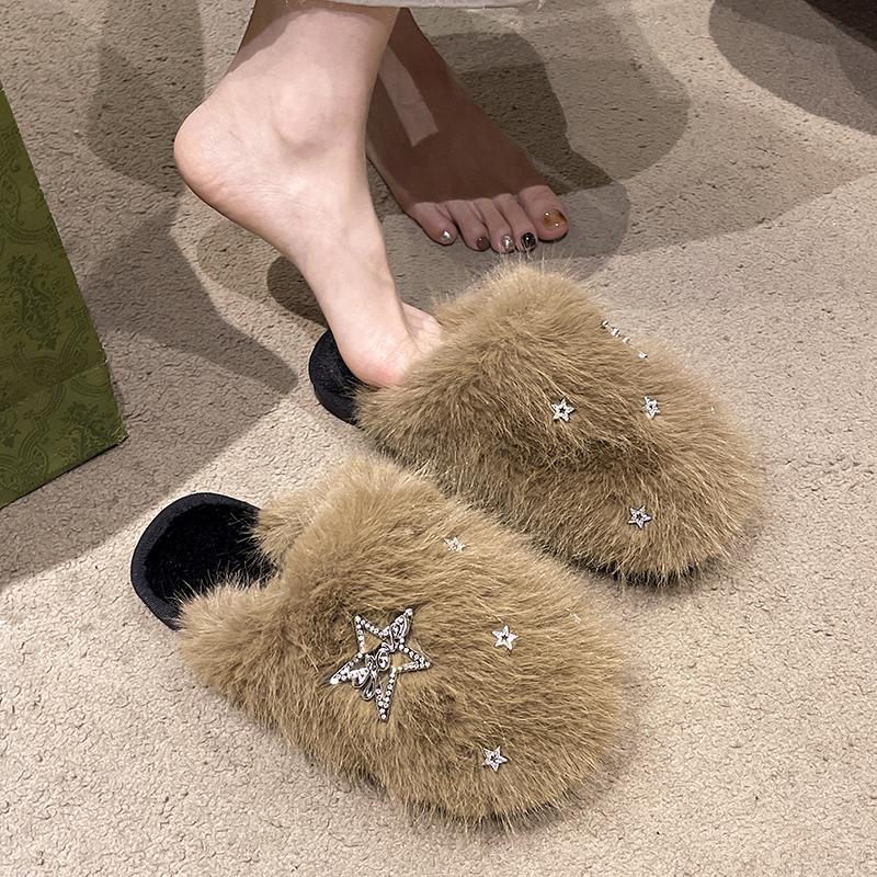 Fashion 2025 New Women's Indoor Slippers Winter New Plush Home Lazy Slippers Anti Slip Durable Fashion Warm House Floor Slippers