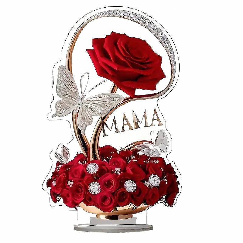 1Set Delicate Patterns Warm Atmosphere 2D Flat Mother's Day Ornament Living Rooms Acrylic Decorative Grateful Holiday Gifts