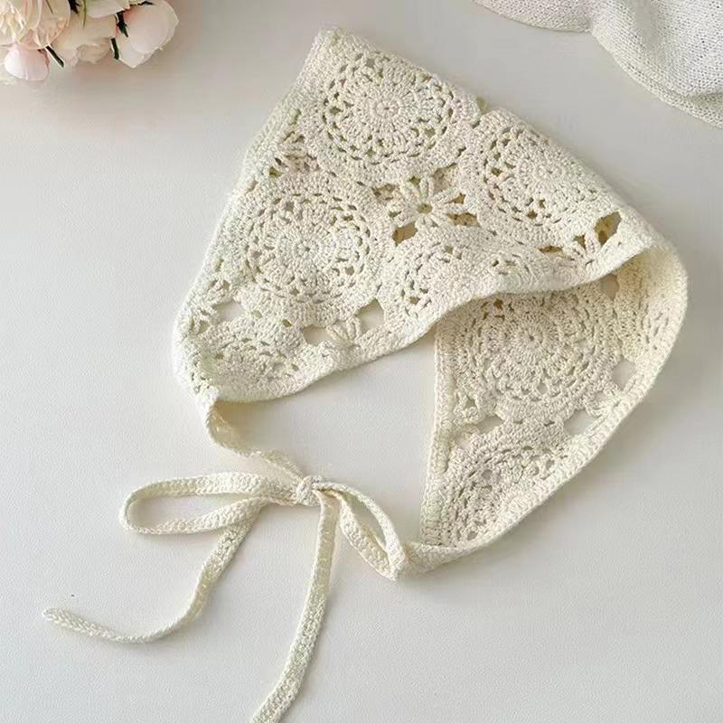 

Винтажный вязаный треугольный шарф повязки на голову женский полый цветок корейская повязка на волосы тюрбан бандана повязка на голову модные аксессуары для волос