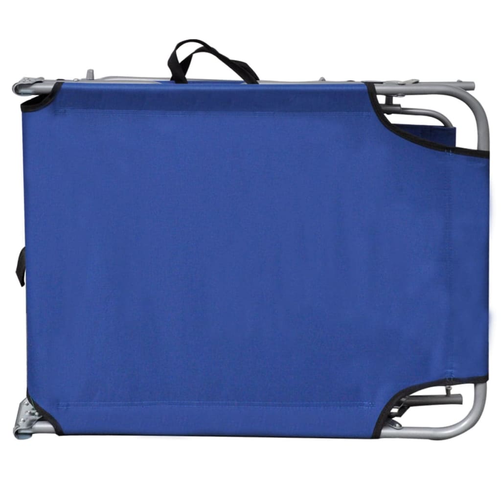 Folding Sun Lounger with Sun Canopy Steel and Fabric Blue