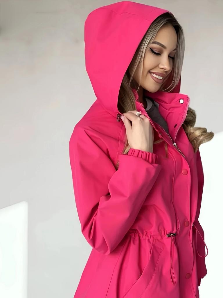 Women's Long Sleeve Hooded Drawstring Windbreaker Jacket