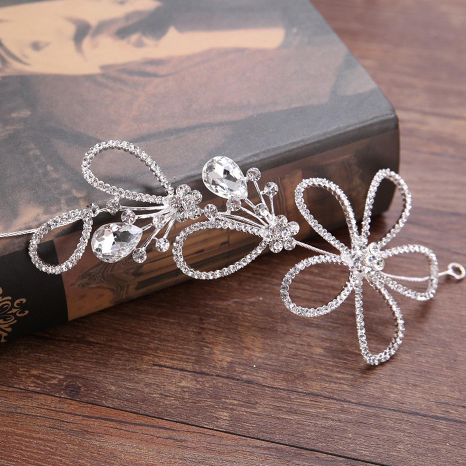Bridal Rhinestone Headband Girls Flower Headband Bride Flower Crown Hairband Hair Accessories Wedding Party Headpiece Gift