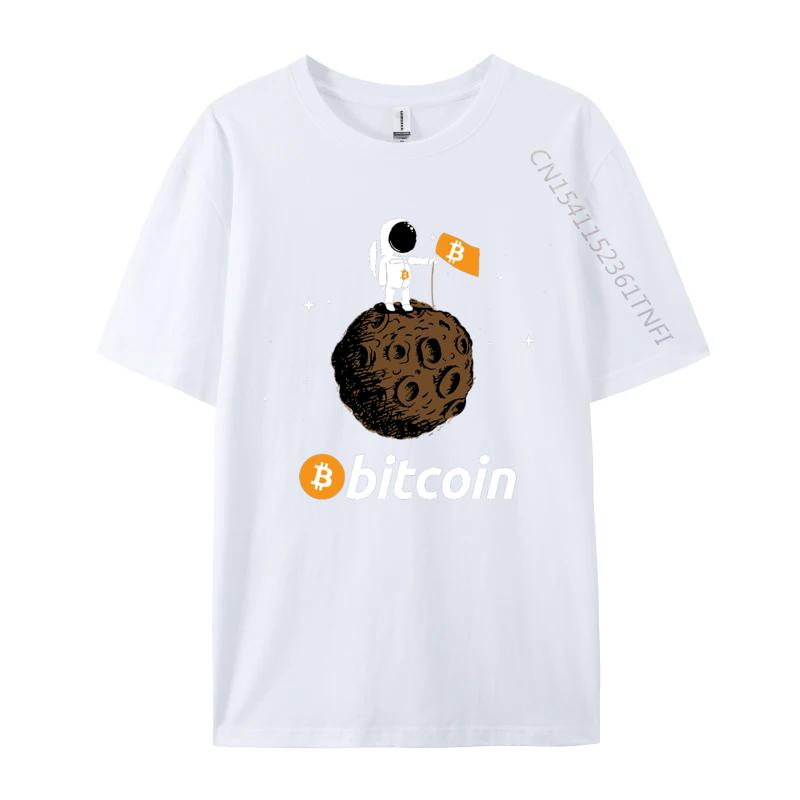 Bitcoin Tshirt Astronaut In Space Tshirts Slim Fit Customized Tshirts Crew Neck Cotton Mens Tops Shirts