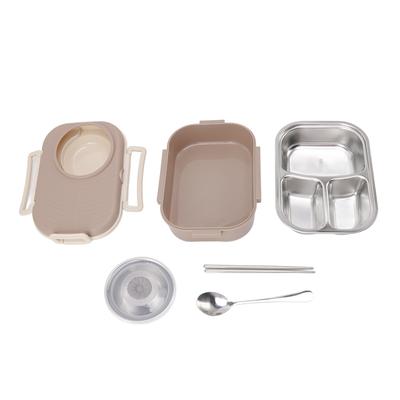 1450ml Bento Lunchbox RVS Compartiment Thermische Bento Box Dubbellaagse Bento Containers