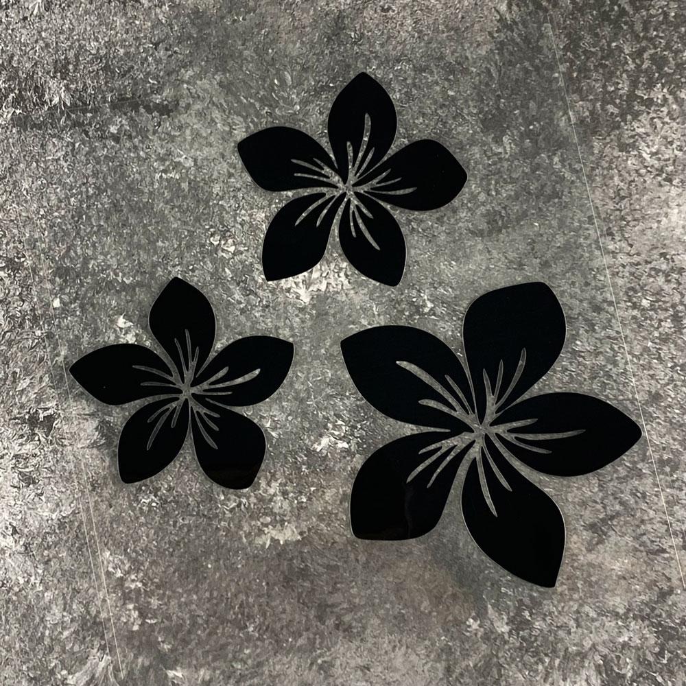 3pcs Various Colors Pretty Flower Car Stickers for Auto Rear Window Bumper Body Helmet Cover Scratches Waterproof Blossom Decals