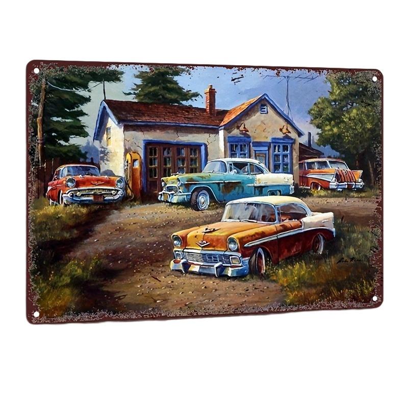 

Canada Maple Leaf Vintage Retro Metal Wall Decor Iron Sign with Classic Cars Rustic Farmhouse Scene Perfect for Man Cave 20x30cm（7.8x11.8inch）