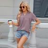 Summer Women's Solid Color Pleated Loose Short-sleeve Polo T-shirt Top, Cross-border European American Casual Apparel In Stock