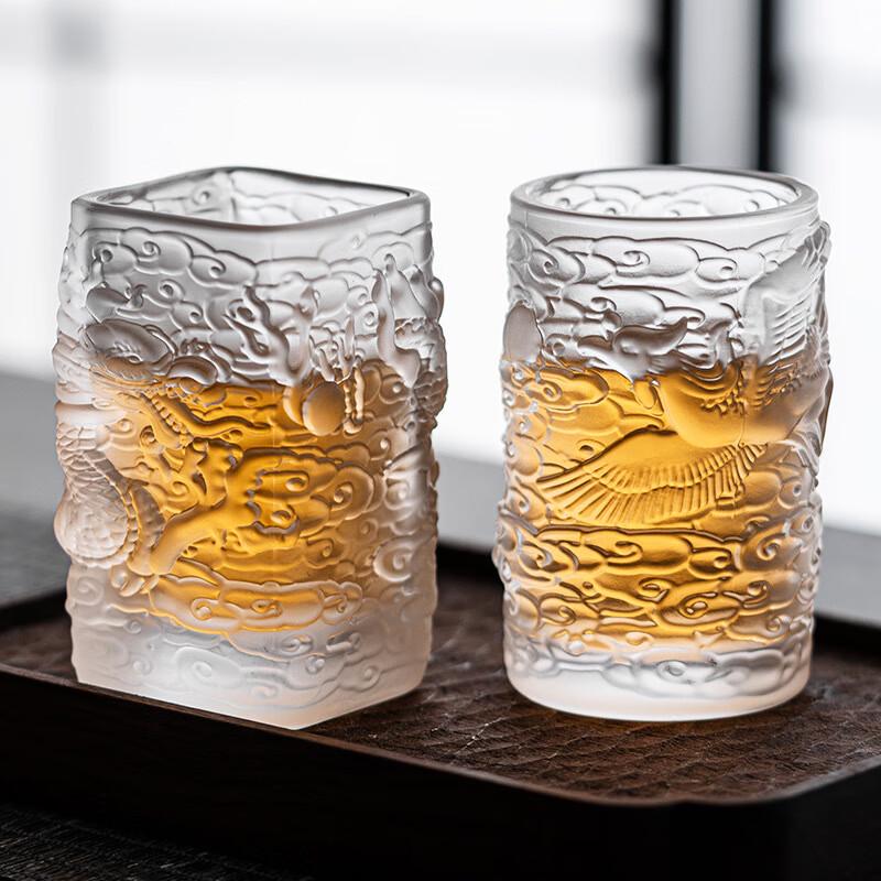 Changbaosen Dragon & Phoenix Glass Tea Cup Pair