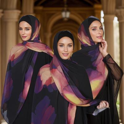 New Chiffon Printing Digital Printing Long Scarf Turkey Middle East Scarf Malaysia Indonesian Women Ethnic Headscarf