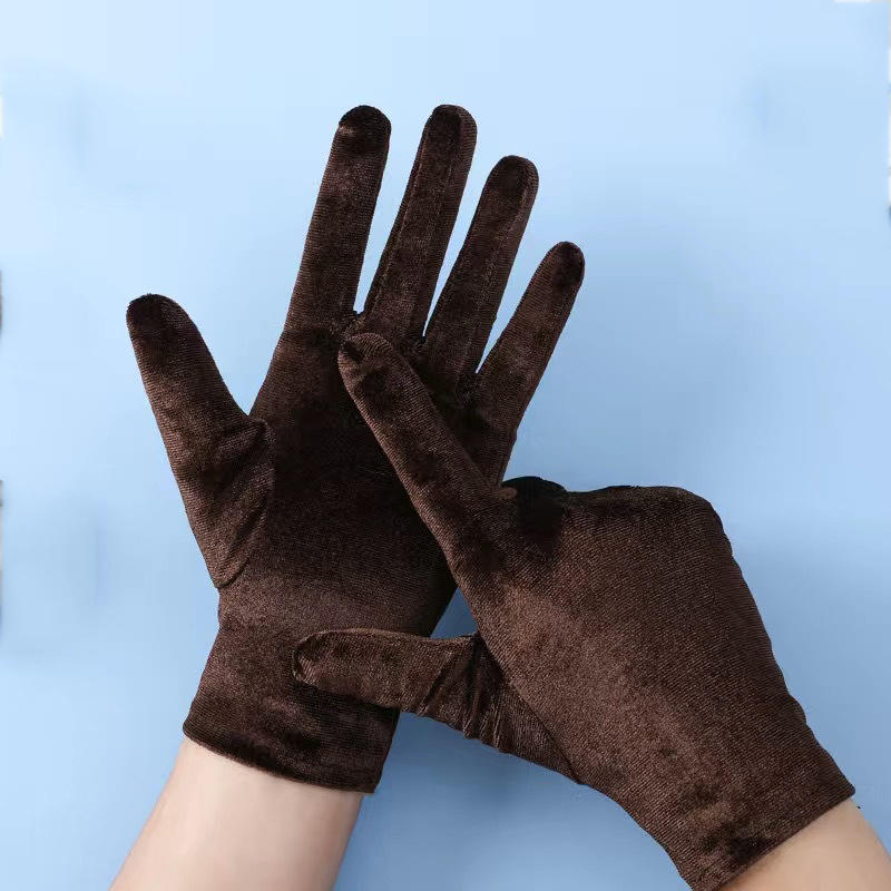 Herbst- und Winter Damen Goldene Samthandschuhe Elastische Samthandschuhe Outdoor Radfahren Warme Fahrhandschuhe Flache Öffnung