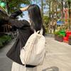 Japanese Style Unisex Backpack Simple Pure Color Travel Large Capacity Nylon Shoulder Bag for Middle and High School Students