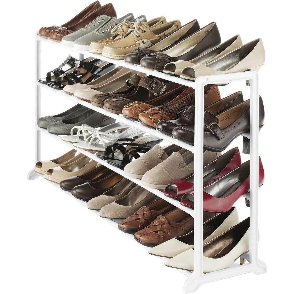 Durable 4 Tier Shoe Rack Organizer Space Saving Tool Free Assembly Ideal Apartments Entryway Garage