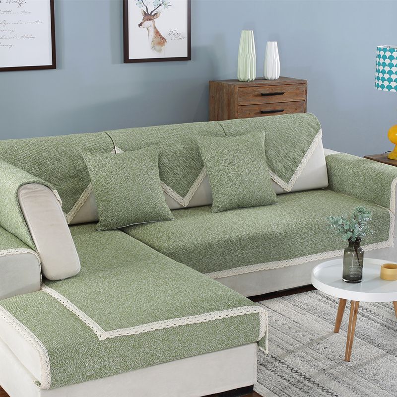 

Хлопково-льняная нескользящая ткань Современная наволочка-подушка для подлокотника Lace Green 50*50cm(1)