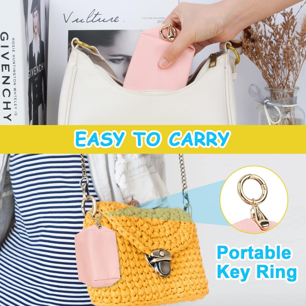 Desing Wish Mini Pouch with Key PU Leather Cute Travel Small Makeup Pouch Ring, Pouch, Pouch, (Pink)