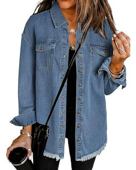 Women's Loose-Fit Brushed Denim Jacket
