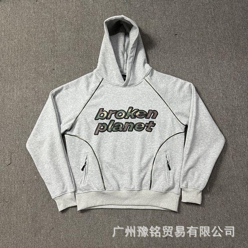 Broken Planet Oversized Hoodie Jogger Set Mens Streetwear Cotton Fleece Letter Puff Print Loose Fit Winter