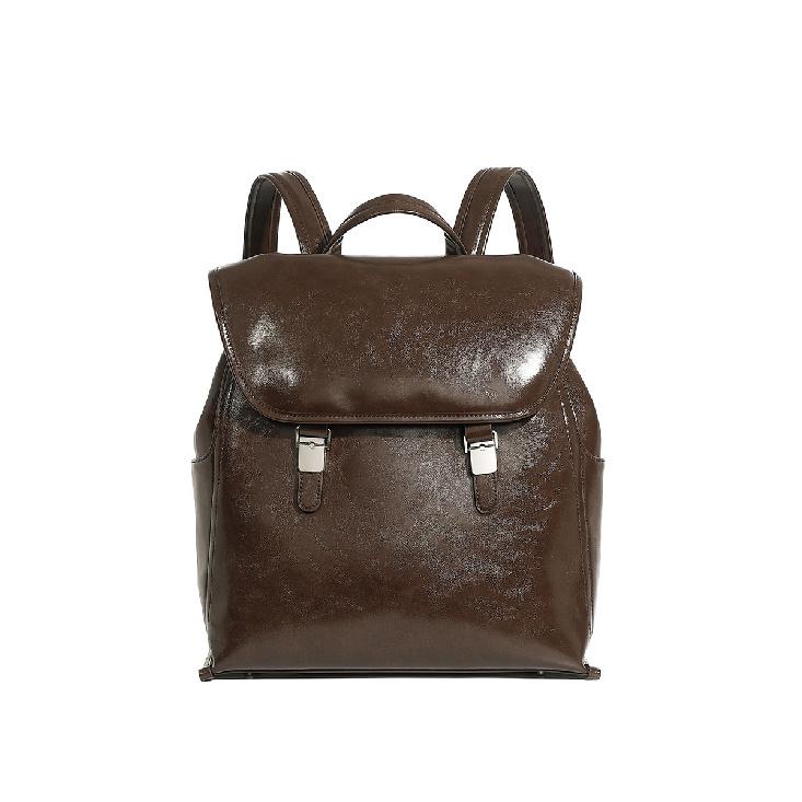 Масловощеная коровья кожа Повседневный модный рюкзак большой вместимости Унисекс Натуральная кожа Сумка для ноутбука Коровья кожа Дорожный рюкзак коричневый