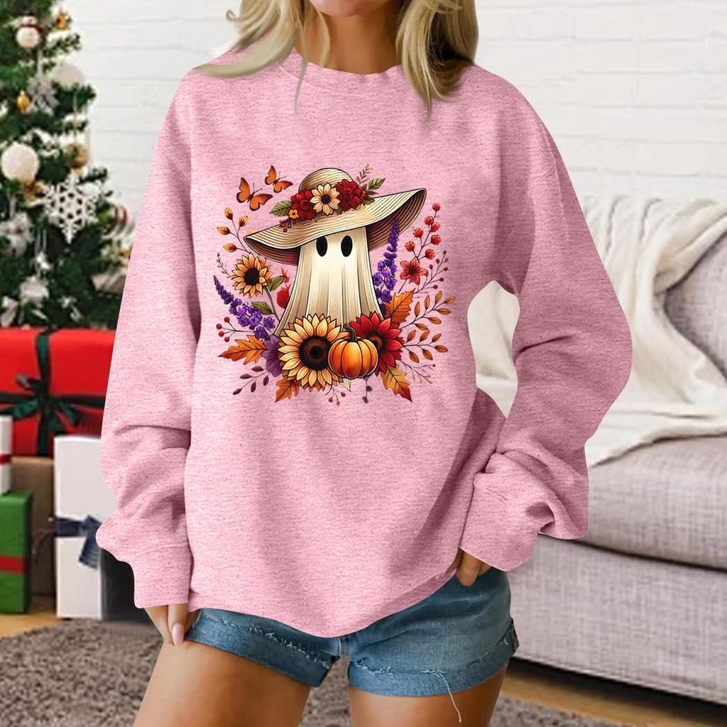 Ladies fashion casual Halloween printed pullover sweater