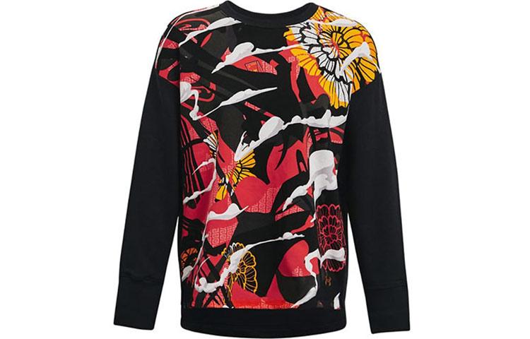 Under Armour Rival Fleece Sweatshirts Women s Black Crew Neck Thickened Regular 1362620-001 M
