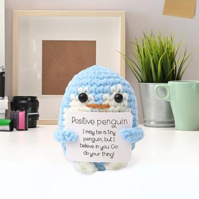 Positive Crochet Doll Handmade Crocheted Emotional Support Positive Animal Tabletop Ornament Birthday Gift for Family Friends Kids