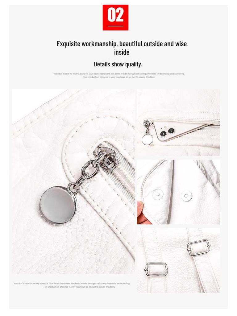 Damen Handtasche mit großer Kapazität aus gewaschenem weichem Leder, Umhängetasche, koreanischer Stil, vielseitiger Rucksack