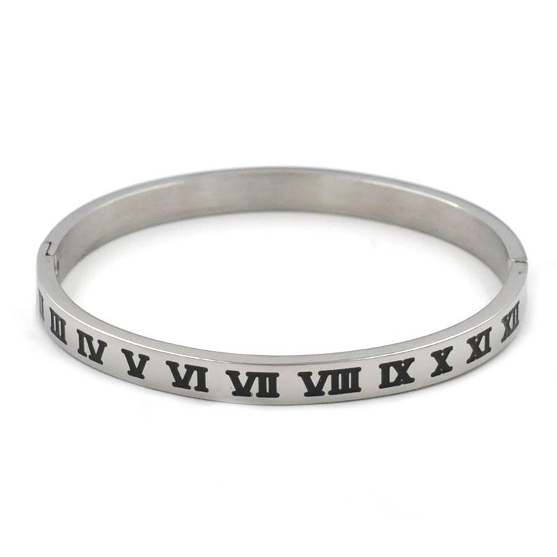 New Brand Luxury Enamel Stainless Steel Roman Numeral Bangles for Women Titanium Steel Jewelry Accessories Lucky Gift