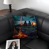 Camping Fashion Cushion Cover Natural Linen Organic Fabric DoubleSided Printing Sofa Home Decor Gift Pillow Case