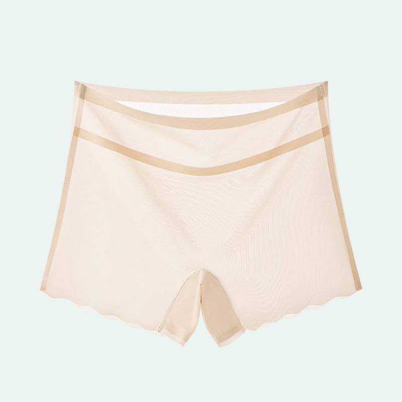 Plus Size Women's Summer Ice Silk Non Mark Quick Drying Breathable Cotton Crotch High Waist Flat Angle Briefs
