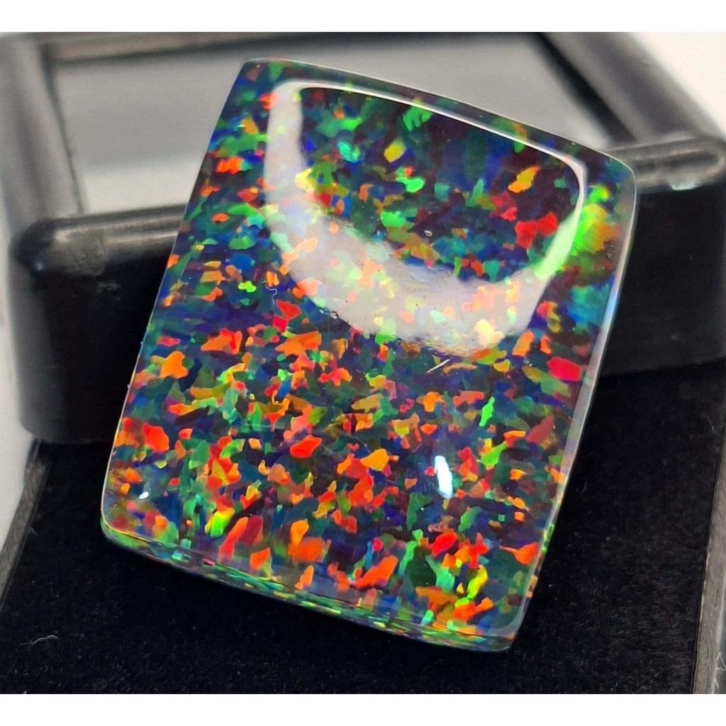 Certified Natural Black Fire Opal Cushion Cut 19-21 Ct Beautiful Loose Gemstone