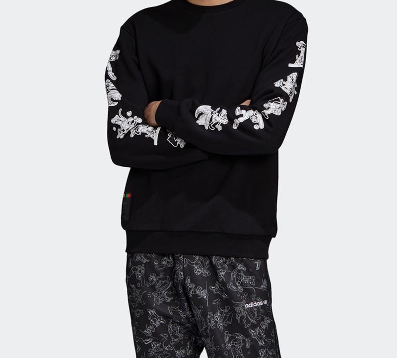 adidas X Disney Sweatshirts Men's Black Crew Neck Moderate Regular GD6025
