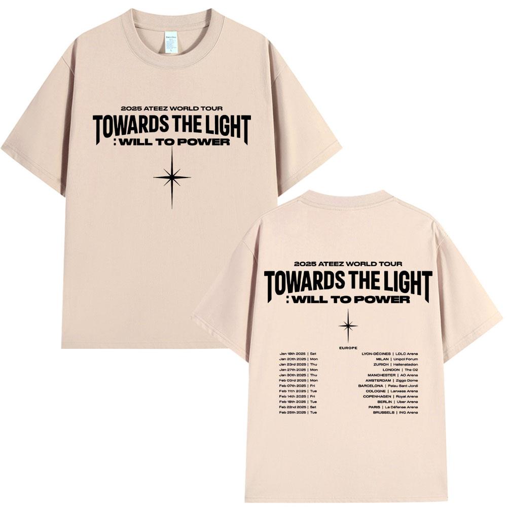 Ateez 2025 World Tour Towards The Light: Will To Power T Shirt Men Women Korean Kpop Fashion High Quality Casual Cotton T-shirts