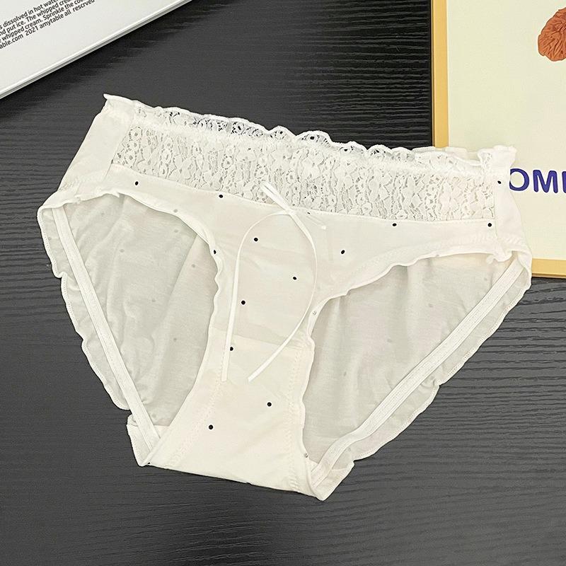 Mode för kvinnor Söt Spets Nät Sömnad Bomull Midjeväska Höft Bomull Gren Trosor Underkläder