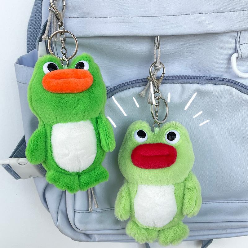 Ins Cute Cute Frog Cartoon Doll Wedding Throw Student Couple Schoolbag Keychain Plush Doll Pendant
