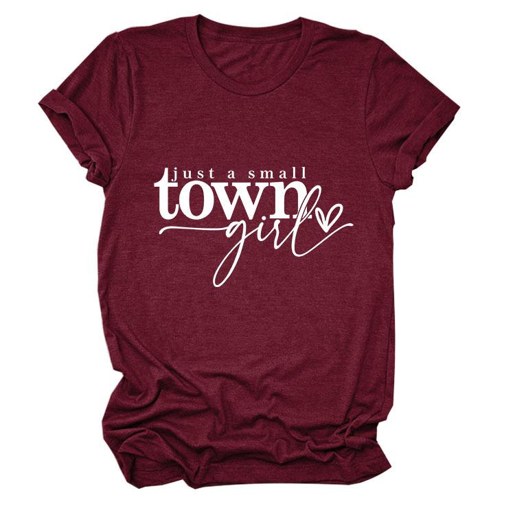 Casual just a small town letter print fashion ladies short sleeves
