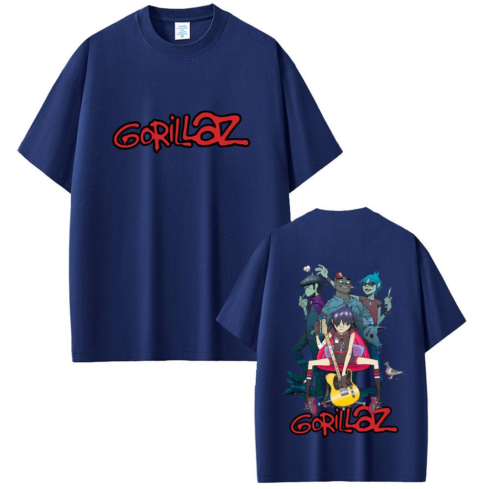2025 Summer Rock Band Gorillaz Graphic Men Women Hip Hop Gothic Pop Music 100 Pure Cotton Printed High Quality Tshirt Tops