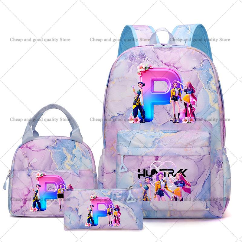 3PCS KPop Demon Hunters Backpack Lunch Bag Set School Bag Pencil Case Girl Back To School Perfect Gift Leisure Mochila Teens Travel Bags