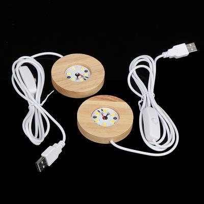 Led Light Dispaly Base  Glass Resin Art Ornament Wooden Night  Lamp Base