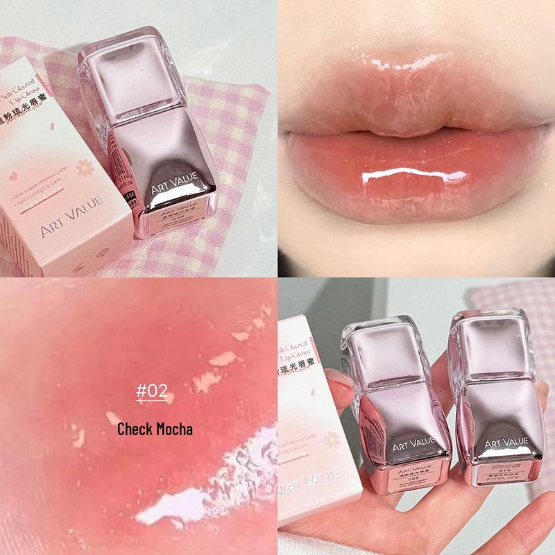 Art Value Pink Shimmer Mirror Lip Gloss: Long-Lasting, Plumping, Age-Defying Spring/Summer Lipstick.