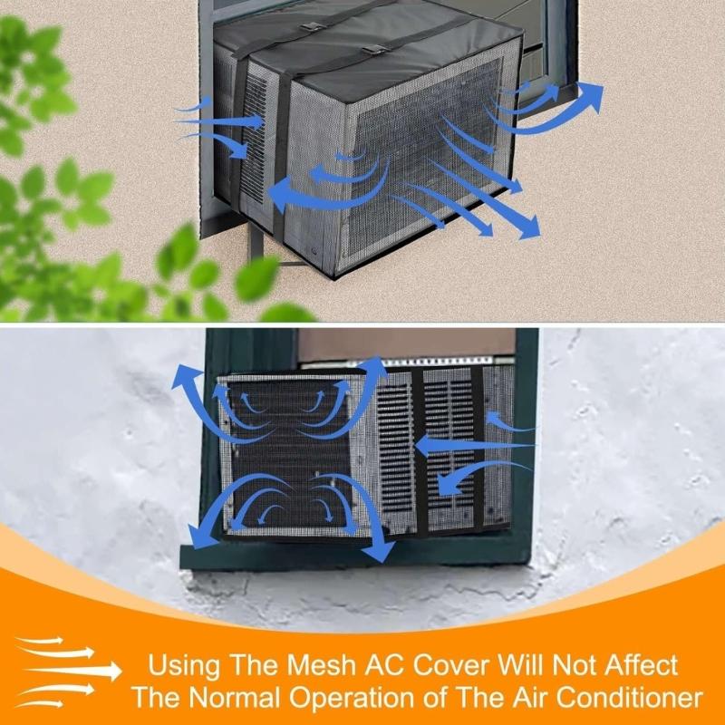 Breathable Air-Conditioning Protective Cover Weatherproof Air Conditioner Guard Bugs Rain Dirt Resistant Defender