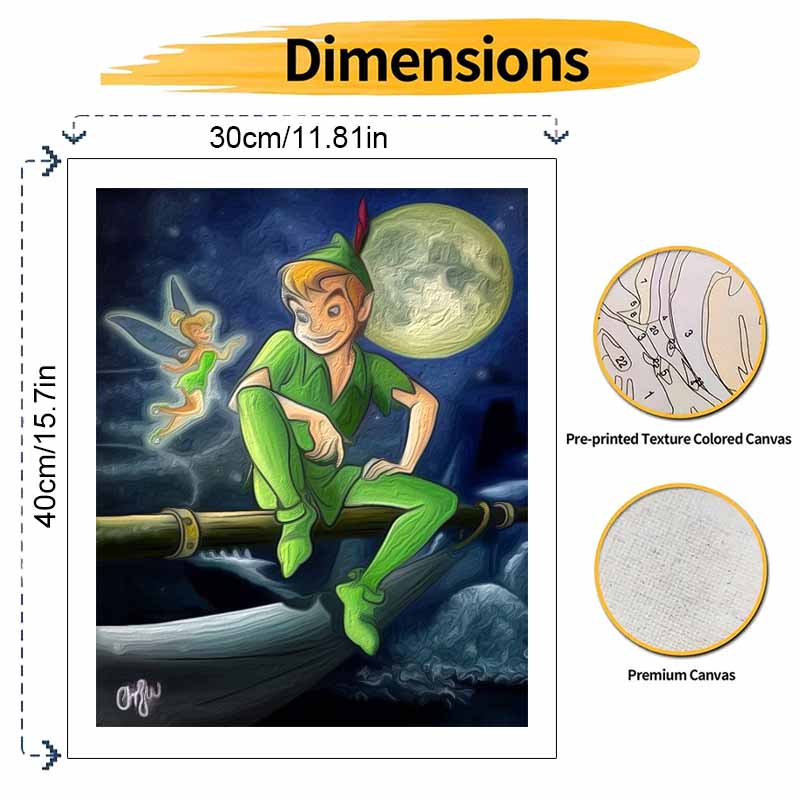 Disney Peter Pan Tinker Bell DIY Oil Painting Art Painting Kit Home Wall Decor Handmade Gift Art Crafts Room Decoration Canvas Decor