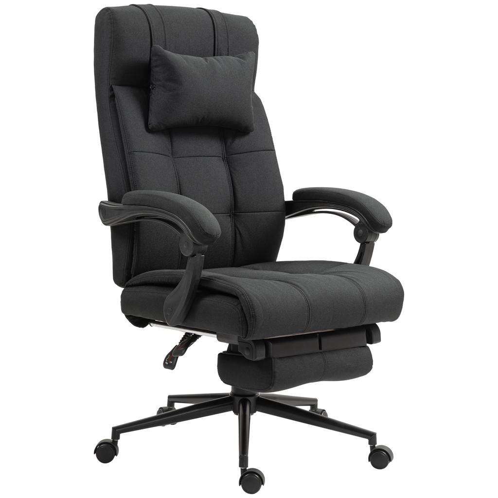 Office Chair with Footrest, Desk Chair, Swivel Chair with Headrest, Black