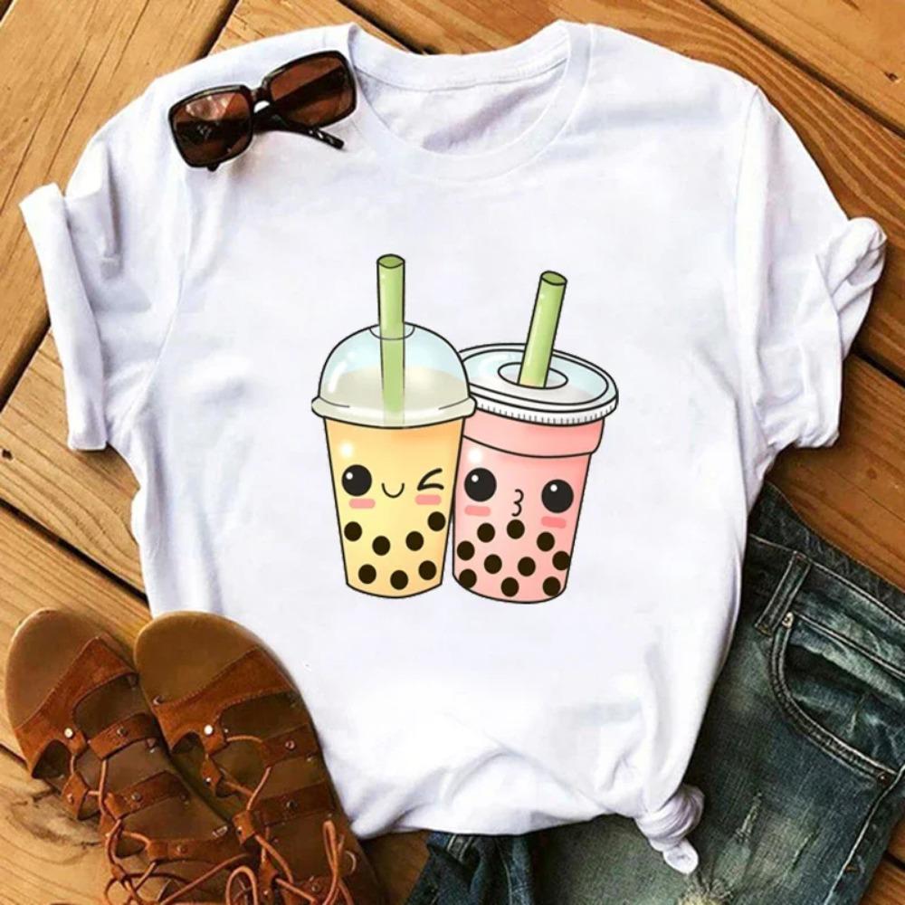 Funny Retro Casual Women's T-shirt Cute Women's Street Wear Panda Pattern Round Neck Short-sleeved Fashion Tea Print Aesthetic Clothing