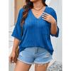 JPNTKY Moda Donna Casual Stampa Colore Unico Manica Corta Scollo a V Camicette & Camicie
