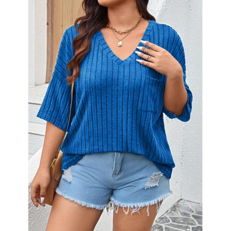 JPNTKY Moda Donna Casual Stampa Colore Unico Manica Corta Scollo a V Camicette & Camicie