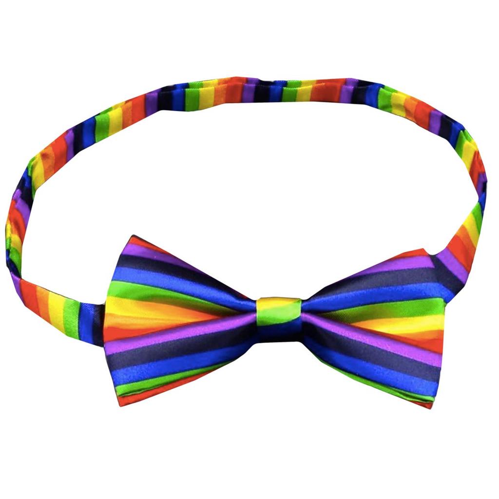 WHITE FANG Men's Stylish Leopard Print Bow Tie with Dots, Perfect for Business, Dress, and Formal Wear, NC001 (06: Rainbow)