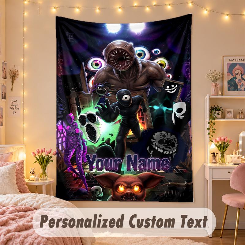 Custom Personalized Tapestry,Doors Print Custom Name Text Wall Art Hanging for Bedroom
