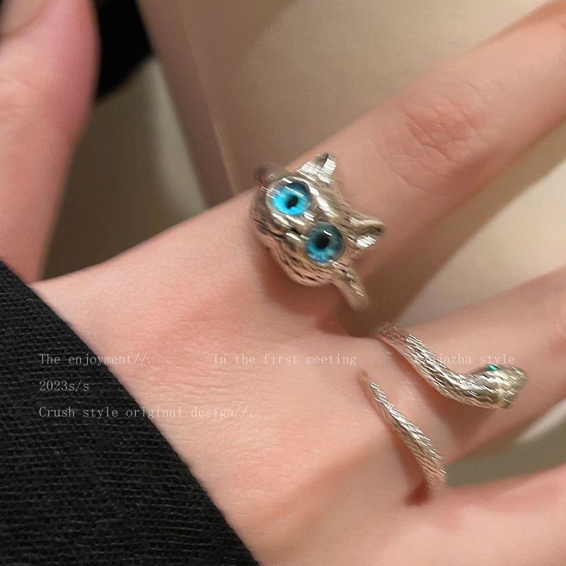 Cat Snake Ring Female 2025 New Fashion Personality Cold Wind Index Finger Ring Temperament Internet Celebrity Girlfriend Ring