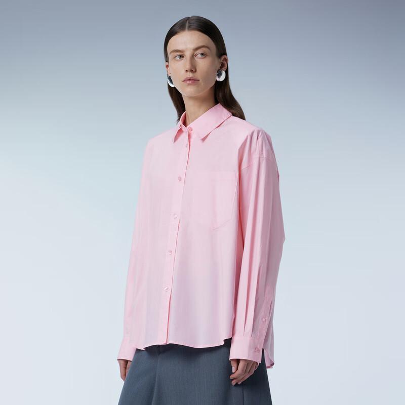 JNBY Women s Loose Fit Spread Collar Poplin Long Sleeve Shirt M